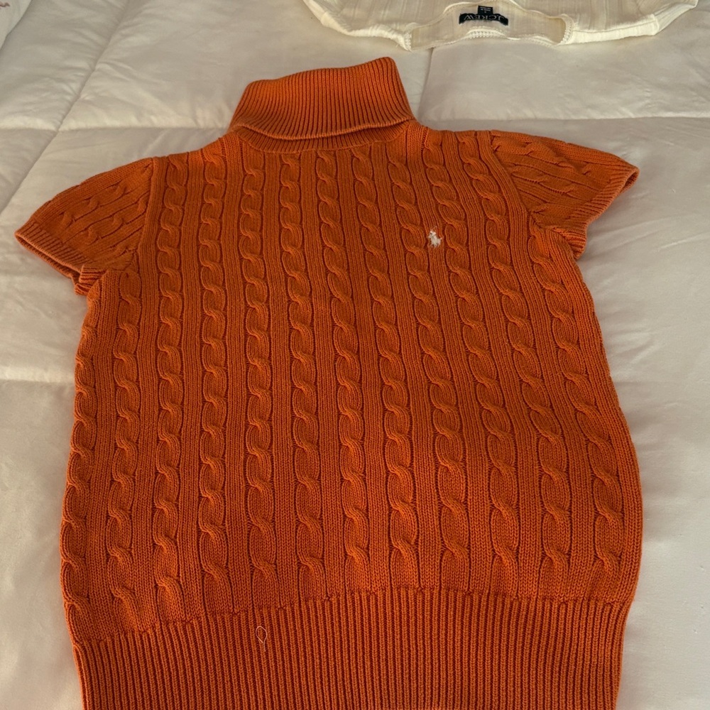 Ralph Lauren women’s Turtleneck Sweater in  burnt Orange. Cap sleeve  runs small